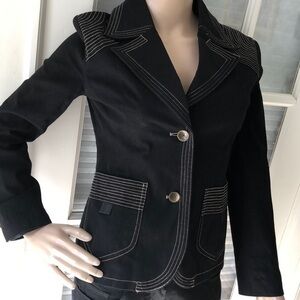 Belleville’s black/tan top stitching blazer Jacket